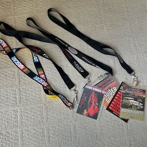 4 lanyards 1 NASCAR, 3 Barrett Jackson (1 Las Vegas) (2 35th Anniversary)